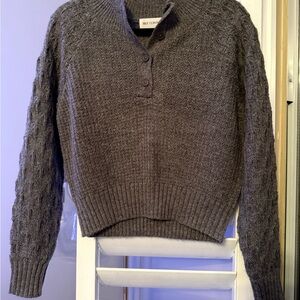 Self Contrast Charcoal Turtleneck Sweater